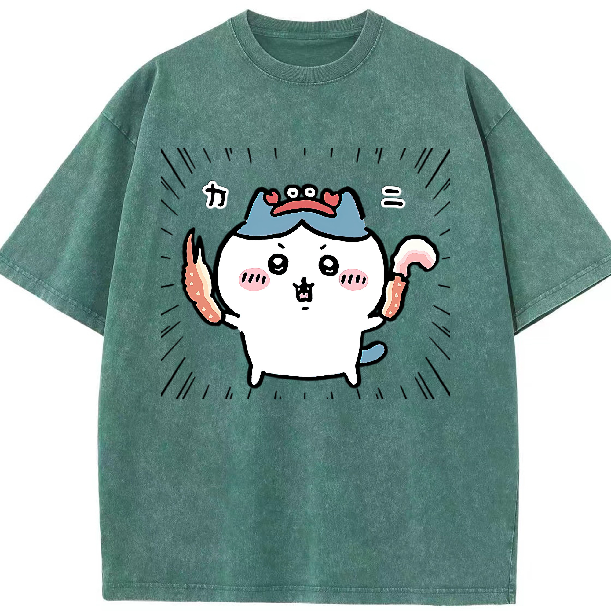 （画像用） ちいかわ ハチワレ Chii-kawa hachiware 綿100% ヴィンテージ風 半袖Tシャツ（フロントプリント）